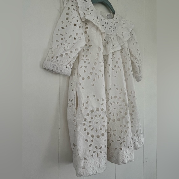 Nordstrom White Eyelet Collared Lined Dress Pockets Beach Wedding Size 5 - Picture 11 of 15